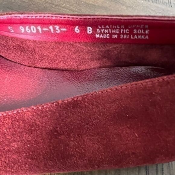 Dexter Red Leather Suede Flats Slip On Round Toe Comfort Shoes Women Size 6 - Picture 6 of 7